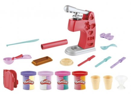 Glaces Fantastiques Play-Doh - Pate à Modeler, Accessoires - Hasbro - F3614 - Glacier, Crèmes glacées, Machine à Glaces