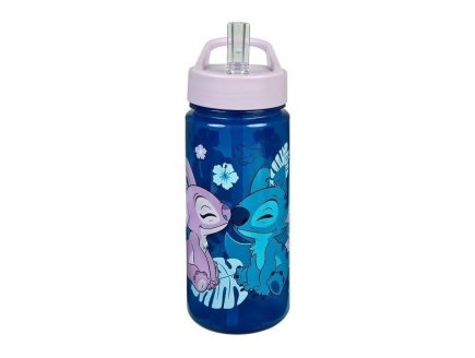 GOURDE AVEC PAILLE STITCH & ANGEL 500 ML ENFANT - BOUTEILLE D'EAU DISNEY - ECOLE, LOISIRS, SPORT