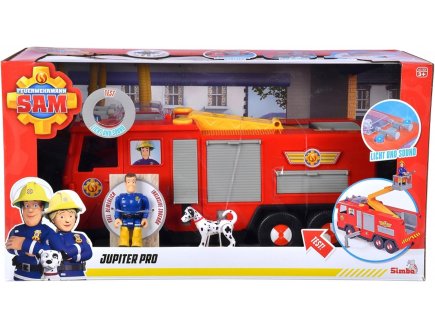 Grand Camion Pompier grand chelle Jupiter avec sons et lumires + Radar + Sam + Chien et accessoires - Sam le Pompier - Simba - Figurine articule