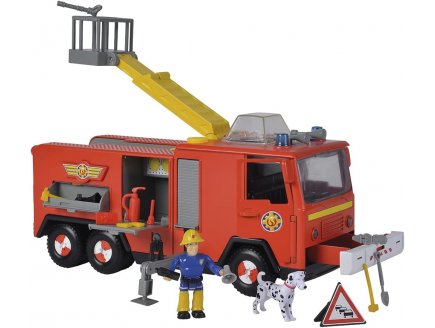 Grand Camion Pompier grand chelle Jupiter avec sons et lumires + Radar + Sam + Chien et accessoires - Sam le Pompier - Simba - Figurine articule