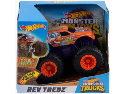 GRAND MONSTER JAM REV DOUBLE TROUBLE - HOT WHEELS VOITURE NOIR ET BLANC - MATTEL - FYJ77