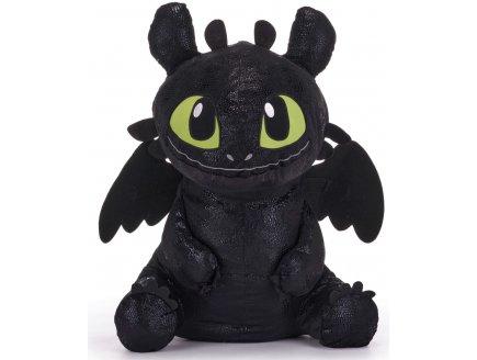 Grand Peluche Krokmou dragon noir 55 cm - Doudou Licence Dragons XL