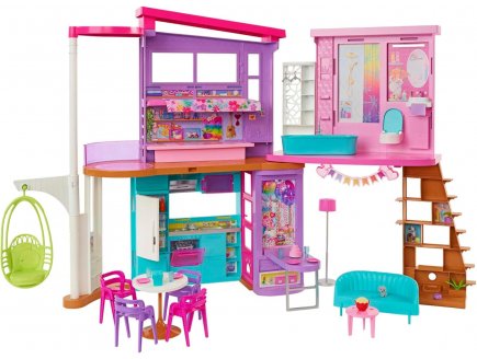 Grande Maison de Vacance Barbie 1m07 a 2 �tages et 6 pi�ces + 30 accessoires - Mattel HDC50