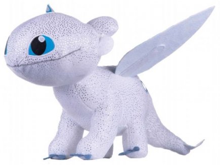 GRANDE PELUCHE FURIE ECLAIR DRAGON BLANC 80 CM - PELUCHE LICENCE XL DRAGONS