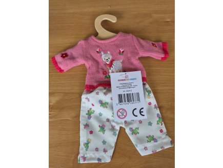 Habit poupon pull rose avec pantalon fleuri - Vêtement poupée 28 à 35 cm - Tenue mode - Jouet Fille
