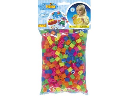 HAMA - 8472 - LOISIRS CREATIFS - PERLES - SACHET DE 500 PERLES FLUO MAXI