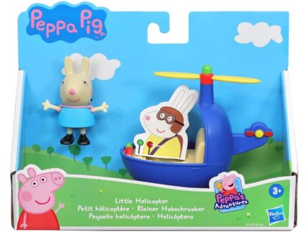 Hélicoptère bleu de Peppa Pig - 1 Figurine Rebecca Rabbit - Peppa le Cochon - Univers miniature