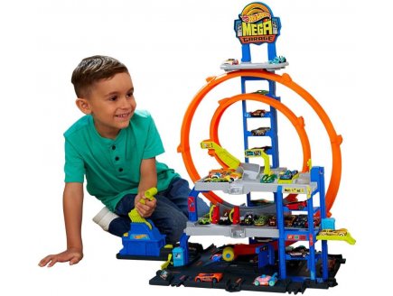 Hot Wheels City Grand Garage Mega Looping 2 en 1 Avec Ascenseur - Hauteur 65 Cm - Mattel - JBM74