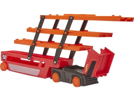 Hot wheels mega camion transporteur 45 cm avec 6 panneaux de stationnement - Mattel - gwt37