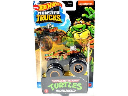 HOT WHEELS  TORTUES NINJA - MONSTER TRUCKS MICHELANGELO -  VOITURE - VEHICULE MINIATURE - MONSTER JAM - TMNT - TURTLES - MATTEL HKM23