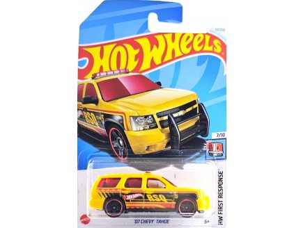 HOT WHEELS VEHICULE  FIRST RESPONSE : 07 CHEVY TAHOE - VOITURE MINIATURE METAL 1:64 JAUNE - COLLECTION - MATTEL - HTB60
