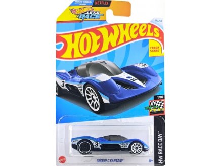 HOT WHEELS VEHICULE RACE DAY : GROUP C FANTASY - VOITURE MINIATURE METAL 1:64 BLEU ET BLANC - COLLECTION LETS RACE - MATTEL - HTC74