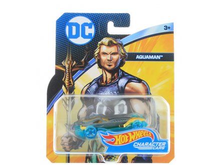 HOT WHEELS : VOITURE AQUAMAN 1:64 - VEHICULE MINIATURE OR ET BLEUE - COLLECTION BATMAN - MATTEL DXM53