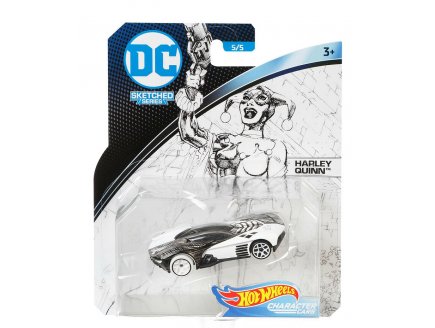 HOT WHEELS : VOITURE HARLEY QUINN 1:64 - VEHICULE MINIATURE NOIR ET BLANC - COLLECTION BATMAN - MATTEL FLH38