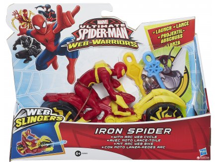 IRON-SPIDER AVEC SA MOTO LANCE-TOILE - SPIDERMAN WEB SLINGERS - SPIDER-MAN - HASBRO - B2660