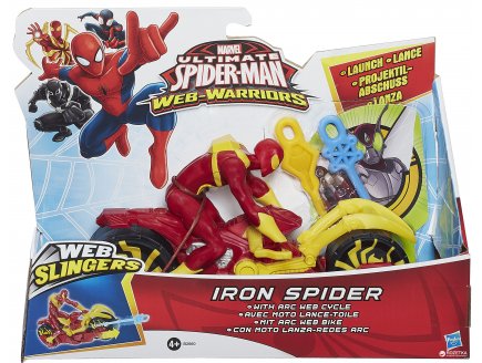 IRON-SPIDER AVEC SA MOTO LANCE-TOILE - SPIDERMAN WEB SLINGERS - SPIDER-MAN - HASBRO - B2660