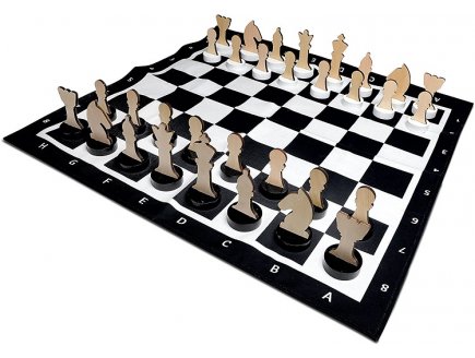 JEU D'ECHECS GEANT 90 X 90 CM - TAPIS ECHIQUIER XXL - JEU DE STRATEGIE PLEIN AIR