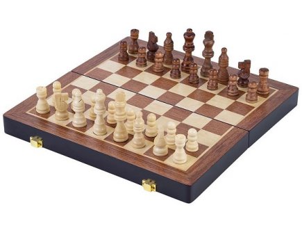 Jeu d'echecs pliable en bois de luxe 30 cm - plateau format voyage - Longfield