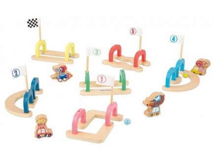 Jeu de billes Applepop 6 obstacles en bois - Parcours, piste, circuit - Janod - J03357