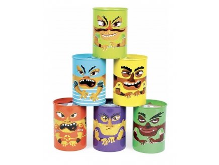 Jeu de massacre 6 Boites Monstre + 2 Balles en mousse - vilac - 3330 - chamboule tout metal