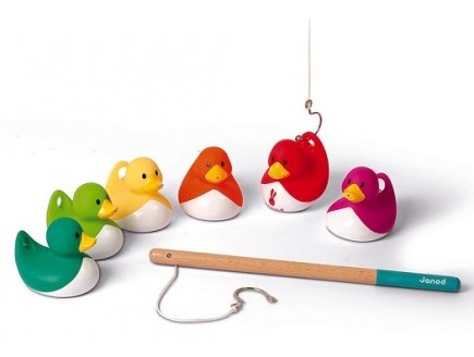 JEU DE PECHE A LA LIGNE DUCKY : 6 CANARDS + 2 CANNES - JANOD - J03246 - JEU D'EAU
