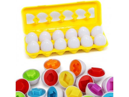 Jouet 1er Age : Pack 12 oeufs forme et couleur - Puzzle oeuf - Educatif - Enfant