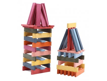 Kapla Coffret Octocolor 100 planchettes colorées en bois - 8 couleurs - Jeu construction - Dès 2 ans