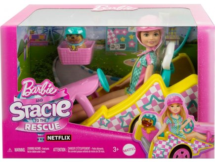 Kart de course de barbie + stacie + 2 accessoires - 1 poup?e - voiture - Mattel - hrm08 - v?hicule