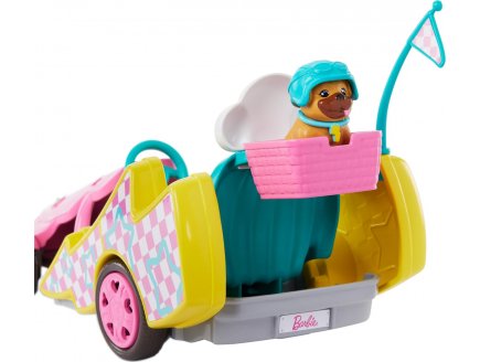 Kart de course de barbie + stacie + 2 accessoires - 1 poup?e - voiture - Mattel - hrm08 - v?hicule