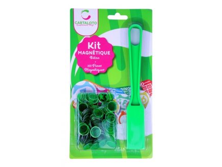 KIT BATON MAGNETIQUE VERT + 100 PIONS DE LOTO - RAMASSE JETONS - CARTALOTO