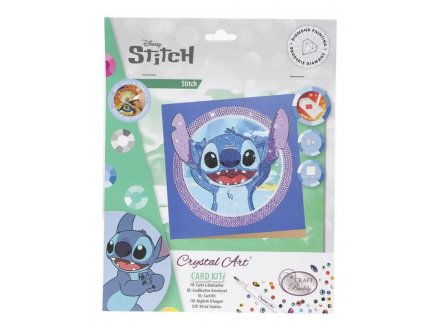 Kit Carte à diamanter Stitch 18x18cm, Disney - Broderie Diamant - Crystal Art - Activité DIY Cristaux