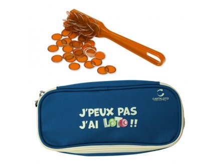 KIT LOTO BINGO 3 EN 1 : TROUSSE + BATON MAGNETIQUE + 100 PIONS JAUNE ORANGE - CARTALOTO - ACCESSOIRES JEU, MATERIEL