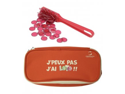 KIT LOTO BINGO 3 EN 1 : TROUSSE + BATON MAGNETIQUE + 100 PIONS ROUGE - CARTALOTO - ACCESSOIRES JEU, MATERIEL 