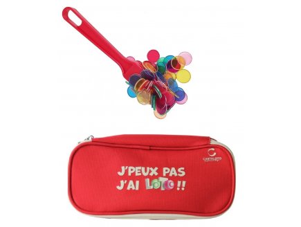 KIT LOTO BINGO 3 EN 1 : TROUSSE + BATON MAGNETIQUE ROUGE + 100 PIONS - CARTALOTO - ACCESSOIRES JEU, MATERIEL