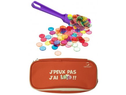 KIT LOTO BINGO 3 EN 1 : TROUSSE + BATON MAGNETIQUE VIOLET + 100 PIONS - CARTALOTO - ACCESSOIRES JEU, MATERIEL