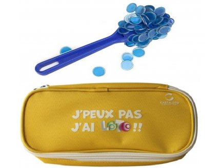 Kit loto bingo 3 en 1 : trousse Jaune + baton magn�tique Bleu + 100 pions - Cartaloto - accessoires jeu, mat�riel