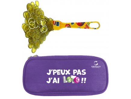 Kit loto bingo 3 en 1 : trousse Violet + baton magnetique jaune + 100 pions - Cartaloto - accessoires jeu, materiel