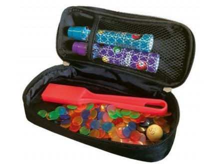 Kit loto bingo 3 en 1 : trousse Violet + baton magnetique rose + 100 pions - Cartaloto - accessoires jeu, materiel