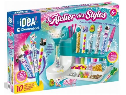 L'ATELIER DES STYLOS, 10 STYLOS COLORES A CREER - IDEA CLEMENTONI - 52769 - COFFRET CREATIF ORIGINAL