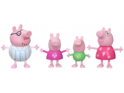 La famille peppa pig - 4 figurines : peppa le cochon maman et papa pig et georges - collection l'heure du dodo - Hasbro