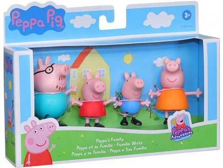 LA FAMILLE PEPPA PIG - 4 FIGURINES : PEPPA LE COCHON MAMAN ET PAPA PIG ET GEORGES - HASBRO