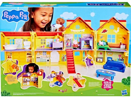 La grande Maison Familiale de Peppa Pig 80 Cm + 3 figurines Peppa le Cochon + 12 accessoires