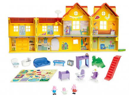 La grande Maison Familiale de Peppa Pig 80 Cm + 3 figurines Peppa le Cochon + 12 accessoires
