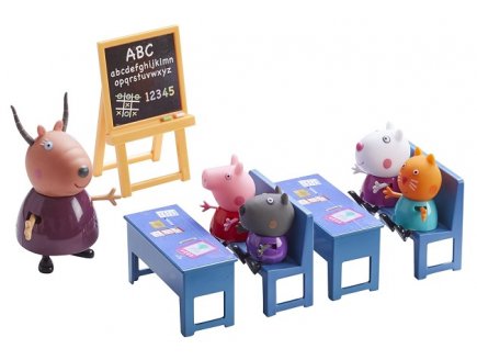 LA SALLE DE CLASSE DE PEPPA PIG AVEC 5 PERSONNAGES - FIGURINES - MINI UNIVERS ECOLE