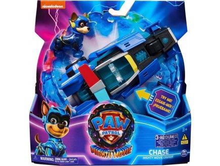 LA SUPER PAT PATROUILLE LE FILM : CHASE ET VOITURE DE POLICE SON ET LUMIERE - FIGURINE CHIEN - VEHICULE DE LUXE - PAW PATROL THE MIGHTY MOVIE