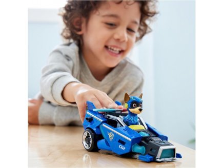 La super Pat patrouille le film : chase et voiture de police son et lumiere - figurine chien - vehicule de luxe - paw patrol the mighty movie