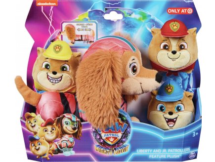 LA SUPER PAT PATROUILLE LE FILM : CHIENNE LIBERTY QUI S'ETIRE ET LA PAT PATROUILLE JUNIOR - PELUCHE LICENCE PAW PATROL - SPIN MASTER - 20143564