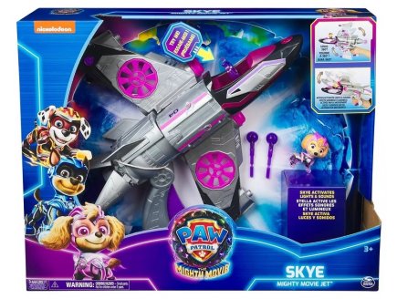 LA SUPER PAT PATROUILLE LE FILM : DELUXE JET STELLA SON ET LUMIERE - FIGURINE CHIEN - VEHICULE 2 EN 1 - PAW PATROL THE MIGHTY MOVIE