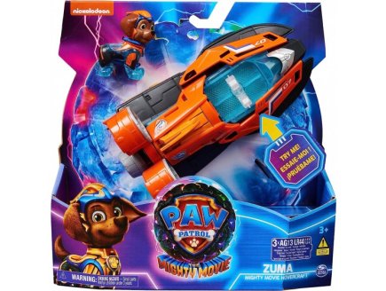 LA SUPER PAT PATROUILLE LE FILM : ZUMA ET HOVERCRAFT SON ET LUMIERE - FIGURINE CHIEN - VEHICULE DE LUXE - PAW PATROL THE MIGHTY MOVIE