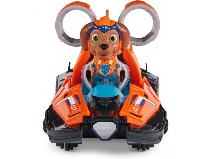 La super Pat patrouille le film : zuma et hovercraft son et lumiere - figurine chien - vehicule de luxe - paw patrol the mighty movie